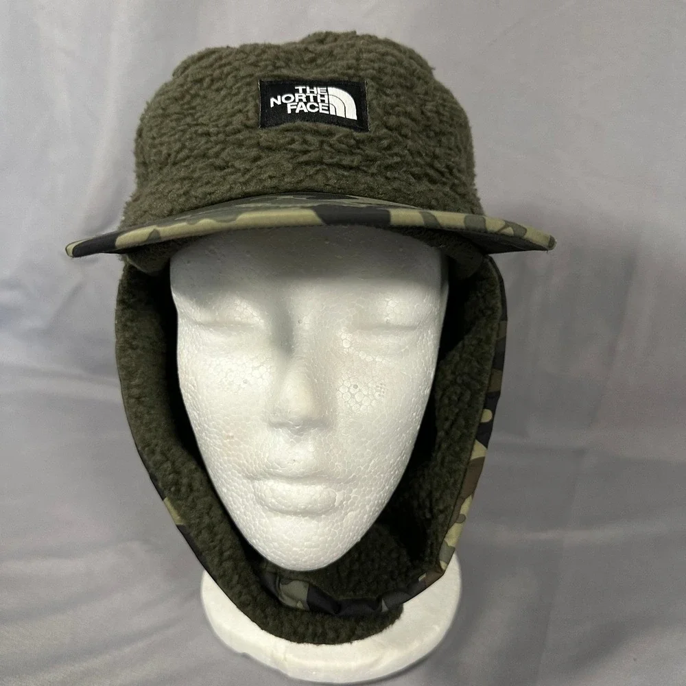The North Face Kids Sherpa Fleece‎ Trapper Hat Camo Olive Green Size Medium
